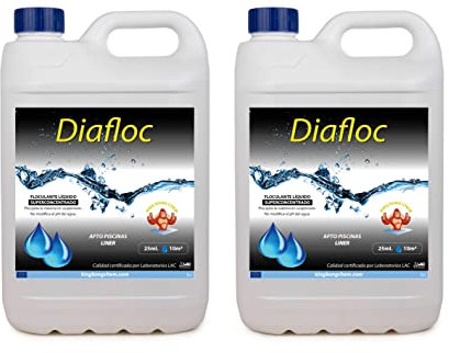 Pack 2 UDS - FLOCULANTE líquido para Piscinas súper Concentrado DIAFLOC 10 L (2x5 litros) - CLARIFICA EL Agua TURBIA - DIASA