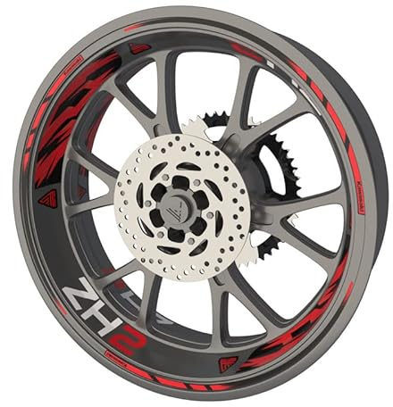 Felgenband für Motorrad Kawasaki ZH2 Premium Qualität (Aufkleber für 2 Räder) (Rot)