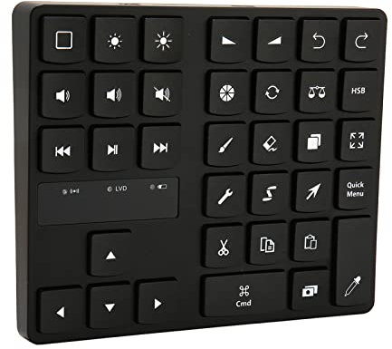 Samst Wireless Keyboard for Procreate, 35 Keys Mini Bluetooth Shortcut Drawing Keyboard, One Handed Ergonomic Keys Keypad for Procreate Pad Tablet Laptop Video Photo Editing
