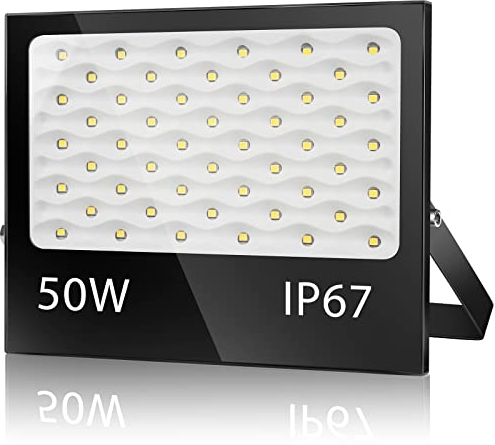 VRFMALIY 50W LED Strahler Außen, 5000LM 7000K Flutlicht Außenleuchte Superhell, IP67 Wasserfest Scheinwerfer Aussenstrahler für Garage, Hof, Parkplatz, Lager, Garten