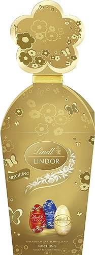 Lindt Schokolade LINDOR Ei Mix | 150 g | LINDOR Eier Milch, Weiß und Feinherb 45% mit unendlich zartschmelzender Füllung | Ostereier | Oster Schokolade | Schokoladengeschenk