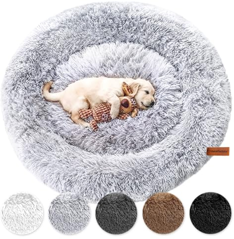 Wahre Tierliebe Hundebett Fluffy Wolke - Das Original, mit waschbarem Bezug Hundekissen, Hundekorb, Flauschiges Hundebett für große, mittelgroße & kleine Hunde