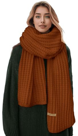 Boaisdus Winter Grobstrick Schals Damen Dicke Warme Strickschals Weich Lang Grobstrick Schal für Outddor Herren & Damen, Braun, 69×10in