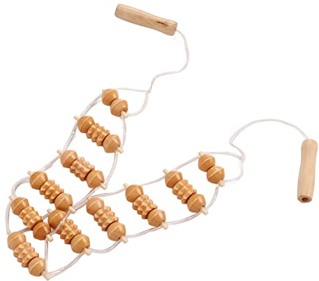 Rouleau de Massage du Dos en Bois, Outil de Massage du Bois de Drainage pour le Cou la Jambe le Dos la Relaxation Multifonctionnelle du Dos et du Cou Corde à Rouleaux pour la Mise