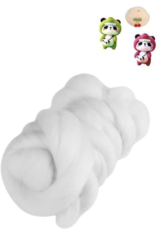 ZLXHDL Filzwolle zum Stricken, 100% reine Nadelfilzwolle zum Trockenfilzen, Kardierte Wolle mit 8 lebendigen Farben à 55 g, weiche Textur und feine Färbetechnik, ideal für kreative Projekte (Weiß)