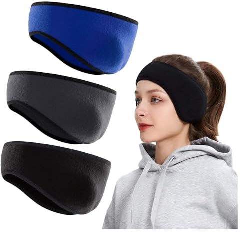 GWAWG Fleece Ear Warmers Headband Ear Muffs Winter Headbands for Adults Men & Women, Stay Warm & Cozy with our Thermal Polar Fleece & Performance Stretch (3PCS)
