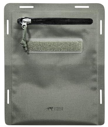 Tasmanian Tiger TT Pouch A5 WR Wasserabweisende Dokumenten-Hülle, Dokumenten-Tasche mit Molle-Adapter und Flausch-Klettfläche, Steingrau-Oliv