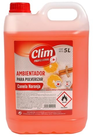 Clim Profesional Ambientador de Esencias Para Vaporizar | Aroma a Canela-Naranja Dulce y Agradable | Garrafa 5 Litros para perfumar Todo Tipo de Espacios