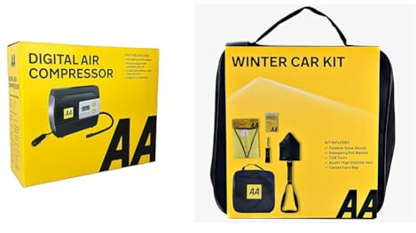 AA 12V Digital Tyre Inflator AA5502 – For Cars Other Vehicles Inflatables Bicycles & Winter Car Kit AA3386 - Folding Snow Shovel, LED/COB Torch, Foil Blanket, Hi-Vis Vest