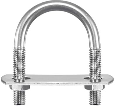 TA-VIGOR 2 sets M6 Round U-Bolts, 27mm Inner Width 47mm Length 304 Stainless Steel U-Bolts with Nut, Plate, Washer for Attaching Piping Conduit Cable Tube Brackets Boat Trailer