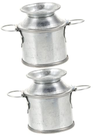 WOONEKY 2pièces Mini Seau Lait Vintage Décoratif pour Maison Miniature Accessoire De Jardin Et Décoration De Maison Poupée Parfait pour Aménager Un Mini Paysage