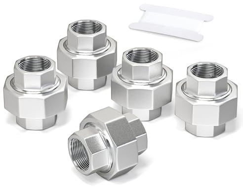 ERGAOBOY 5 pièce Raccord femelle en acier inoxydable 304 1/2 BSP, raccord union, adaptateur fileté pour eau/huile/gaz