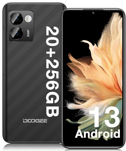 DOOGEE N50 Pro Handy, 20GB+256GB/TF 1TB Smartphone, 6.52 HD+ Android 13 Smartphone ohne vertrag, Octa Core, 50MP+8MP, 4200mAh, Fingerabdruck/Gesichtserkennung,GPS/OTG/4G Dual SIM Simlockfreie Schwarz