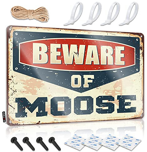 Mancave Accessories Men Beware Of Elch-Schild, Bar-Dekoration für Zuhause, Bier-Blechschilder, Vintage-Sets (Größe: 30 x 40 cm)