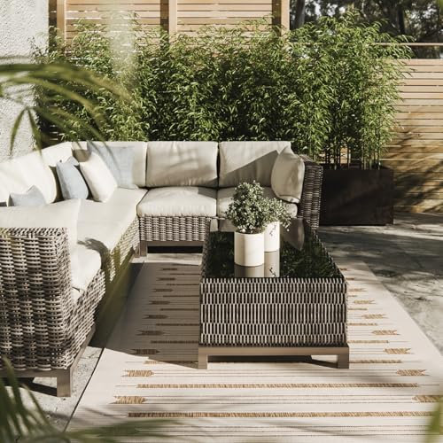 Interiyou Outdoor Teppich Wetterfest Kano - 200x300 cm Creme/Beige - Wasserfest für Balkon, Terrasse, Garten - Outdoorteppich passend auch für Wohnzimmer, Schlafzimmer und Küche - Aussenteppich
