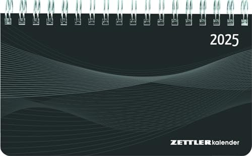 Querkalender Mini PP-Einband schwarz - Kalender 2025 - ZETTLER Kalender - 1 Woche 2 Seiten - Format 15,6 cm x 9 cm