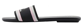Armani Exchange Female Thin, Striped, front logo flat sandal, Black,39