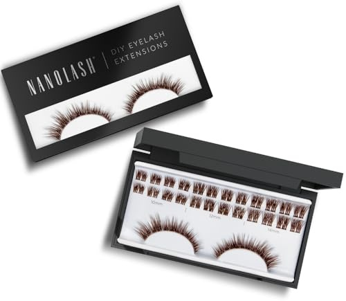 Cluster wimpern zur DIY Wimpernverlängerung zu Hause Nanolash 36 Stück - Wimpern Extension selber machen,Wimpernverlängerung DIY, DIY Falsche Wimpern (Braun, HEARTBREAKER)