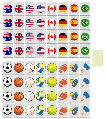 Vansza Seaside Escape Spielblöcke, Familienparty-Spiele, Mahjong-Fliesen-Set, Seaside Game Mahjong Sets, Design, farbige Flaggen für einfache Erkennung und Bedienung, Mahjong-Fliesen-Set für