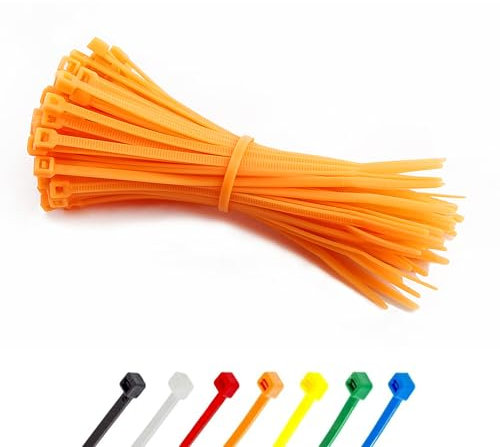 Abacus Range Small Cable Ties 2.5mm x 100mm, Pack of 100, Secure Self-Locking, 4” Nylon Zip Ties, High Tensile Strength Premium Orange Cable Tie for Home, Office, Cables, Wires, Garden, DIY Projects