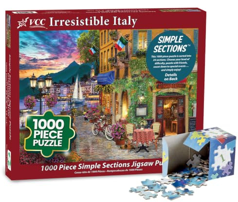 Vermont Christmas Company Unwiderstehliches Italien, einfache Abschnitte, Puzzle, 1000 Teile, 24 Abschnitte zum Vervollständigen – wählen Sie Ihren Schwierigkeitsgrad