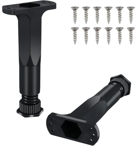 BLPRKOT 2 Stück Höhenverstellbare Möbelfüße mit Sockel, 15-28.5 cm, Edelstahl & Kunststoff, Ideal für Sideboards, Schreibtische & mehr