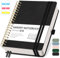 RETTACY Notizbuch B5 kariert, Bullet Journal mit 100 g/m² Dickem Papier, 150 Blatt, Collegeblock für Büro und Schule, Lederhülle, Schwarz, 17.6 cm x 25 cm