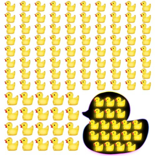 FIHODONE 120 Stück Mini Enten Resin, Ente zum Basteln, Kleine Enten, Mini Figuren Duck, Miniatur Duck, Kleine Figuren Minienten für Baby Aquarium, Bonsai Spiel