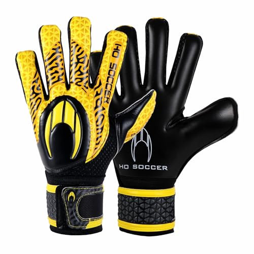 HO Soccer HG Initial NG HARDGROUND Guantes de Portero, Unisex Niños, Negro/Amarillo, 7