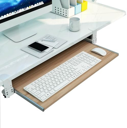 KXAOXGRC Keyboard tray under desk, with C Clamp Mount Easy Install Computer Keyboard Stand(65x30cm(26x12inch))