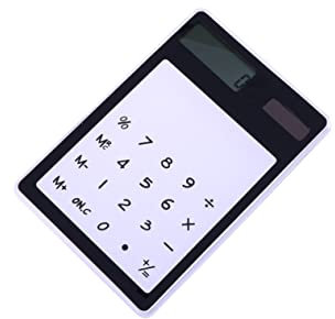 SEWACC Calculatrice à Écran Tactile Transparent Et Compact avec Alimentation Solaire Idéale pour École Bureau Noir