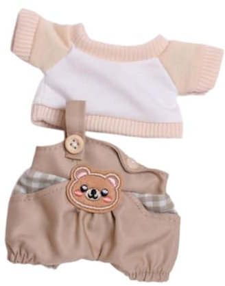 Harilla 15cm 17cm Plüsch Puppenkleidung,Puppen Overall Set,Plüsch Puppenzubehör,Anziehsachen,Kostüme Kuscheltiere Kleidung Stylisch, Khaki