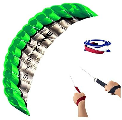 Touch the sky Aquilone Morbido da Paracadute a Doppia Linea da 100 Pollici per Bambini e Adulti, con Cinturino da Polso, Eccellenti Giocattoli All'aperto, Adatto per Avanzati e Appassionati. (Verde)