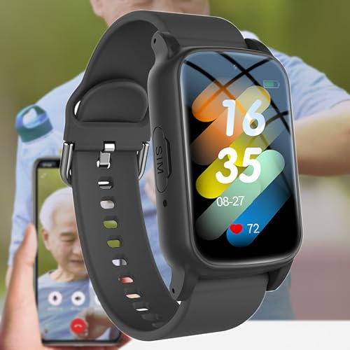 Fall Detection Smart Watch, SOS Personal Alarm for Elderly, 4G Fall Alert Detector for Seniors, GPS Tracker Watch for Dementia, GPS Positioning, SOS Panic Button,Black
