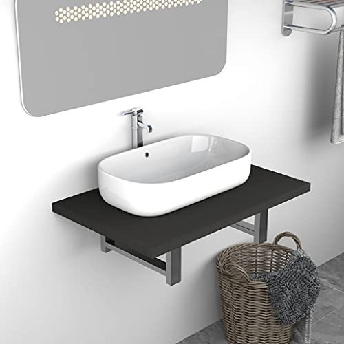 Xichuzi Mueble de Cuarto de baño Gris 60x40x16,3 cm, Mueble para Lavabo, Mueble Baño Bajo, Estanteria Lavabo,