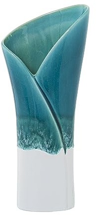 JARRÓN CERÁMICA 36CM AZUL/BLANCO REACTIVO_15X10X36CM BASE:10X5,5CM