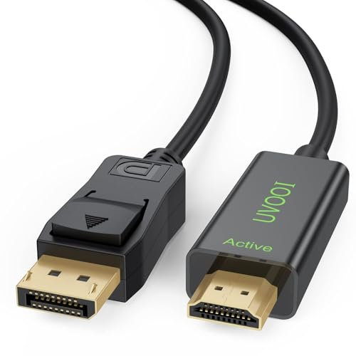 UVOOI Active DisplayPort to HDMI Cable 6FT 4K@60Hz HDR, Display Port DP to HDMI Cable Monitor Cord Support 4K@60Hz, 2K@144Hz, 1080P@120Hz Multi-Display Eyefinity Technology