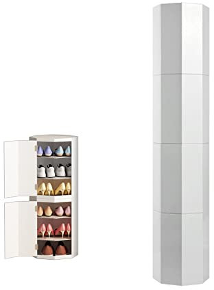 Schuh-Organizer-Schrank, verstecktes Schuhregal, Schuhregal für den Eingang, drehbarer Schuhregal-Turm, Schuhregal, drehbarer Schuhschrank aus Metall, vertikal, rund, Schuhregal, Aufbewahrun