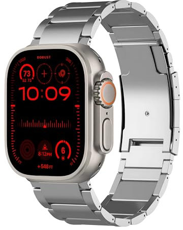 Correa de titanio compatible con Apple Watch 49mm 46mm 45mm 44mm 42mm, Correa metálica ajustable de repuesto para iWatch Ultra 2 Series 10 (Plata, 44mm/45mm/46mm/49mm/42mm(Series 3 2 1))