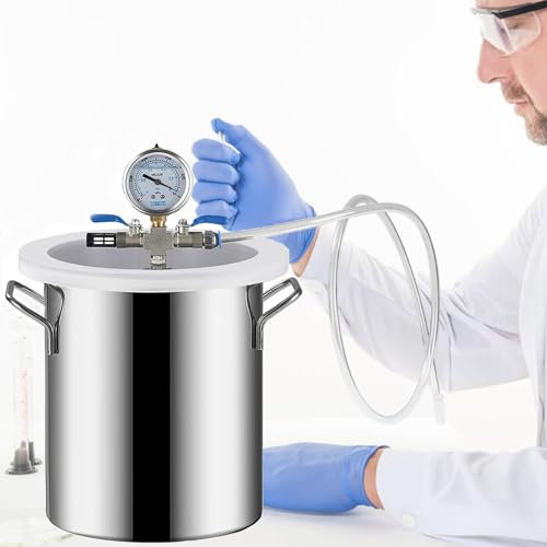 6 12 20 21 35 51 72 75L Vakuumkammer, Labor-Vakuum-Kit, Edelstahl-Vakuum-Entgasungskammer, Mit Klarem Acryl-Deckel Und Schlauch, For Gießharz, Epoxidharz, Stabilisierung Von Holz(6L/2Gal(20x20cm/7.9x7