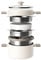 RIOVARM Inducción 24 cm Olla Con tapa Antiadherente Ollas para caldos Con revestimiento cerámico Olla para pasta con cesta Ollas versátiles para sopas con colador para pasta incorporado Cacerola