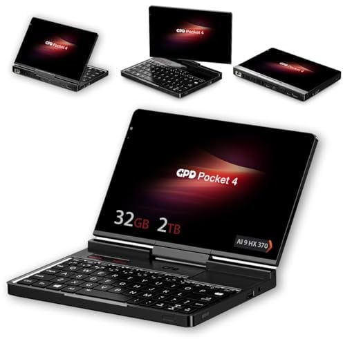 Pocket 4 Mini Laptop 22.4 cm 2.5K 144Hz Touchscreen mit AMD Ryzen AI 9 HX 370(32GB LPDDR5X | 2TB SSD) Wi-Fi 6E, Bluetooth 5.3, Modularer AI-Hand-PC, für Gamer/Entwickler/Profis/Reisende