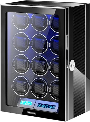 phresen Uhrenbeweger 12 Automatikuhren, ultra-leise japanische Motoren, integrierte LED-Beleuchtung und LCD-Touchscreen-Steuerung