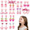 12 Paires Boucles d'oreilles Clip Fille Enfants, Rose rouge Nœud Filles Non Piercing Boucles d'oreilles Princesse Bijoux Accessoires Fête Anniversaire Cadeau