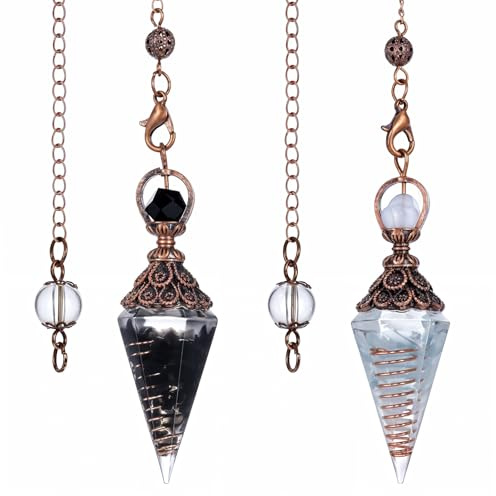 Hpmjz 2 Stück Harz Aquamarin Pendulum Pendel aus Aquamarinharz Natürliches Sechseckiges Edelstein Kristall Ornamente Kristall Heilsteine für Hexerei Zeremonie Wahrsagen Reiki Heilung Weihnachten