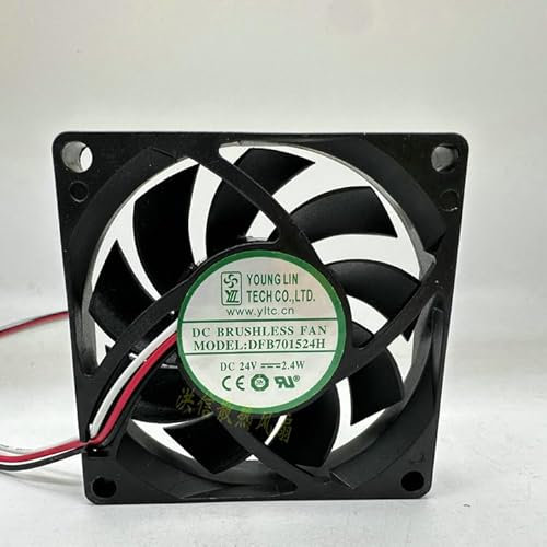 DFB701524H 70mm DC Brushless Fan - 24V 2.4W Triple - Lead Sleeve Bearing Cooling Fan for Electronic Enclosures