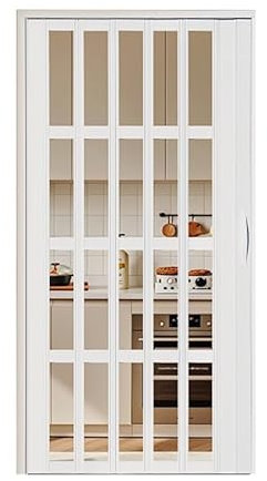Puerta corrediza de acordeón para armario, 203 cm de altura, cristal acrílico, divisor de habitación, panel plegable para baño, cocina, entrada (139,7 x 139,7 cm)