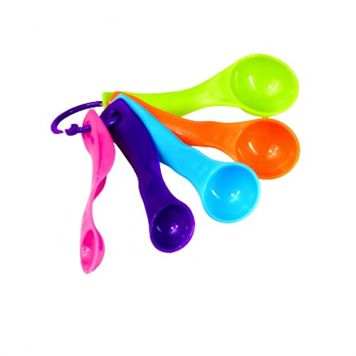 Measuring Spoon Set - 5 Colour Measuring Spoons with Different Plastic with Different Capacities - Portioning Spoon for Liquids & Powder - Kitchen Aid for Baking, Cooking & Dosing