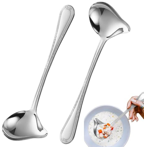YRUHAN 2 Piezas Cucharón Cocina Pequeño, Cazo de Servir Pequeño, Cucharon de Salsa Acero con Boquilla, Fácil de Usar, Vertido Uniforme, Suave y Fácil de Limpiar, Adecuado para Servir Salsa y Sopa