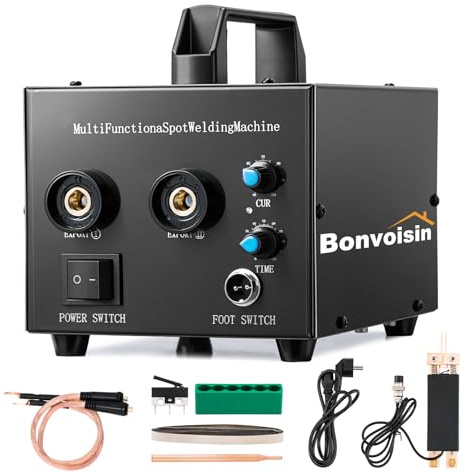 Bonvoisin Poste à Souder par Points 220V 400-1000A Sortie pour 0,1-0,2mm | Soudeur Par Points AC à Usage Continu, 400–1000A Avec Impulsion 20ms–5s, Stylo à Une Touche, Toutes Pièces Incluses